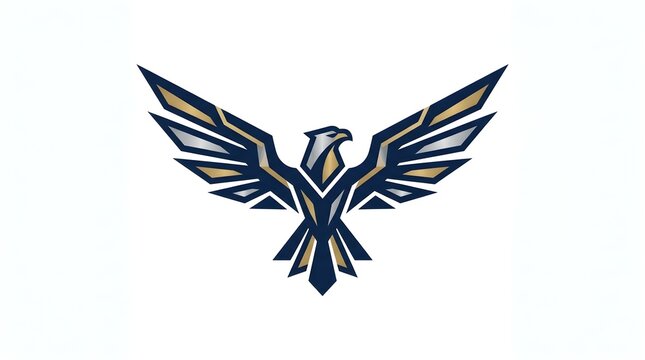 Stylized abstract eagle logo icon with golden and silver geometric accents on white background