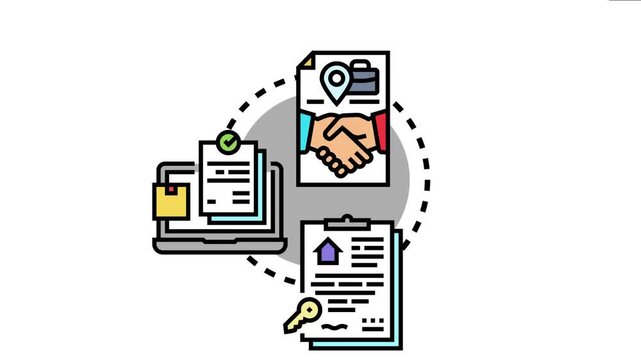 Adaptable contractual clauses concept illustrates legal documentation, business agreements, and property lease transactions, detailing terms for flexible financial or real estate arrangements