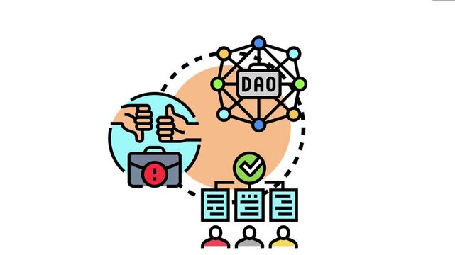 Decentralized autonomous organization - dao - concept with a network structure allowing flexible ownership. Decision making. And governance