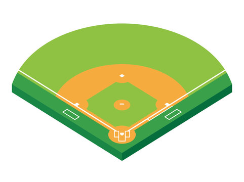 Isometric Baseball Field Vector Illustration