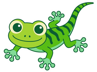 Fototapeta premium Cute Green Gecko Cartoon Character Vector Illustration