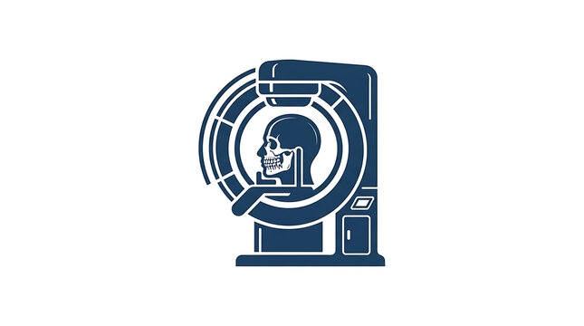 Medical imaging diagnostic equipment scanning human skull profile vector icon for healthcare