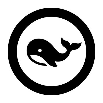 Black whale logo in circle symbol icon