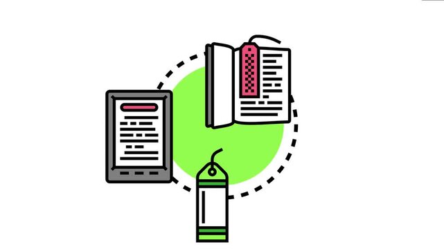 Adding favorite content to bookmarks, representing organization, saving, and quick access for both digital documents on an e reader and pages in a traditional book using a tag icon
