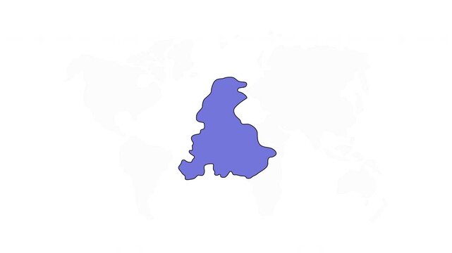 Europe continent map silhouette 2D cartoon clipart animation. Simplified geographic borders. Territory landmass. European region animated flat element 4K video isolated on transparent background