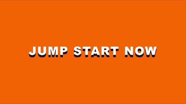 Jump start now bold typography motion on vibrant orange animation 4k background, for marketing and, motivational business presentations