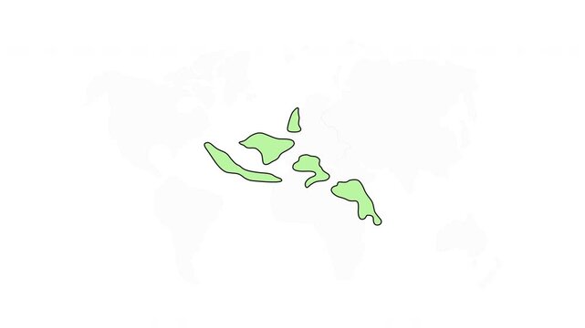 Hawaiian islands map silhouette 2D cartoon clipart animation. Pacific Ocean archipelago. Regional cartography. Geographic shape animated flat element 4K video isolated on transparent background