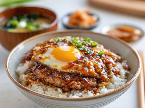 Japanese-style loco moco donburi meal