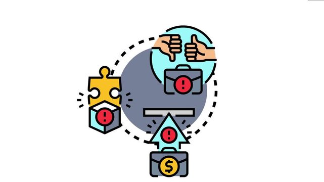 Business process icon strategic adjustments, problem solving, and identifying opportunities for success and continuous growth through evaluation and adaptation