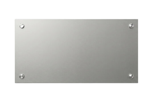Rectangular Brushed Metal Plate with Four Corner Standoffs