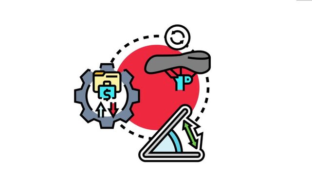 Adjustability concept icon illustrates managing settings for bicycles or other items, using gears and scales for optimization, customization, and adaptable solutions
