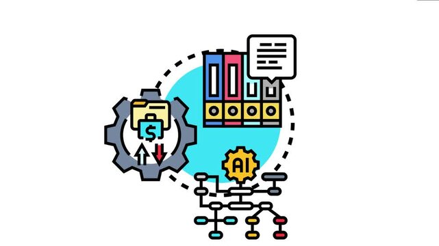 Adjustable policy language concept depicting financial regulations, data management, and artificial intelligence powering dynamic business rules and adaptive decision making processes
