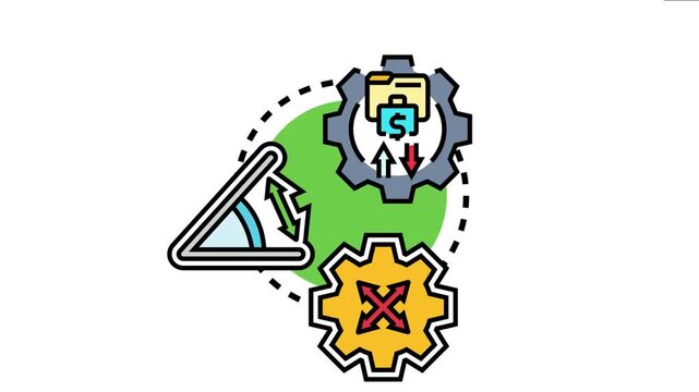 Adjustable preferences concept a gear with folder and briefcase icons. An angle icon with arrows for rotation. And another gear with expand arrows