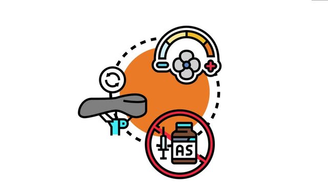 Flexible regulatory terms concept with icons for variable control, continuous review, and anti doping measures, adaptable rules and standards in various fields