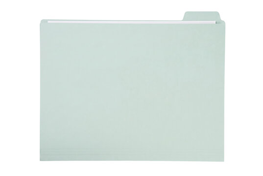 Mint Green Office File Folder with Top Tab and White Paper Inserts