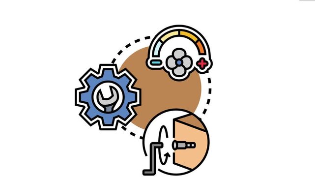 System diagram the concepts of parameter adjustment, mechanical repair, and fine tuning, emphasizing processes for optimizing performance and maintenance of technical equipment