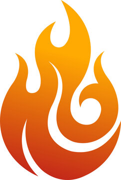 Flame Fire Icon Symbol Orange Red Energy Heat Burning Fire Logo Isolated on White Background