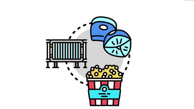 Wristband providing secure access to an entertainment event, visualizing concepts of entry management, crowd control barriers, and enjoying snacks like popcorn