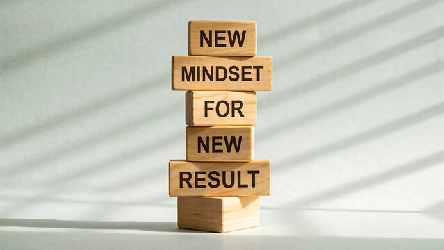 New mindset for new results concept representing positive thinking and business transformation