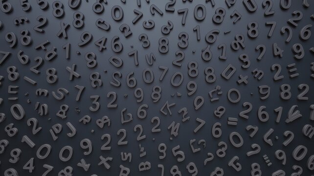 Scattered numbers on a dark background