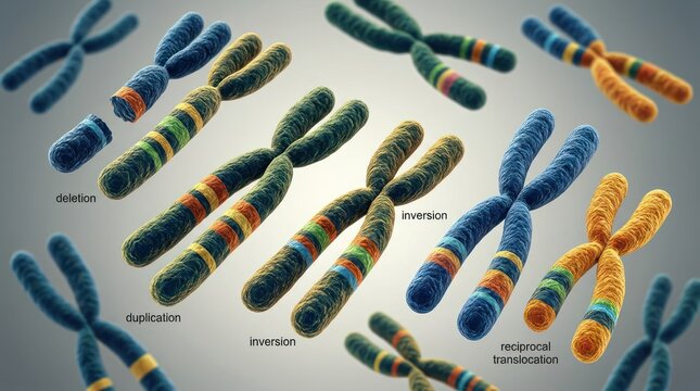 Abstract visualization of human chromosomes and genetic material science