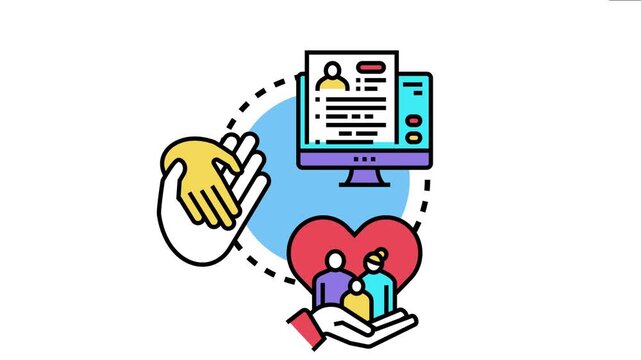 Caregiver completing online documentation for child adoption, symbolizing family formation, legal rights, and protection for a child through official authorization