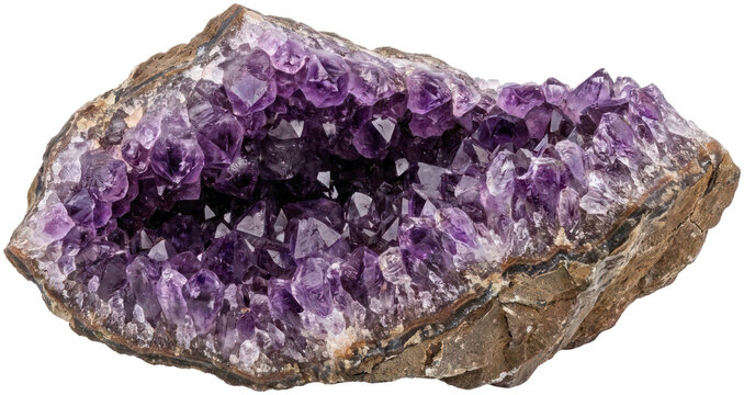 Natural purple amethyst crystal geode specimen.