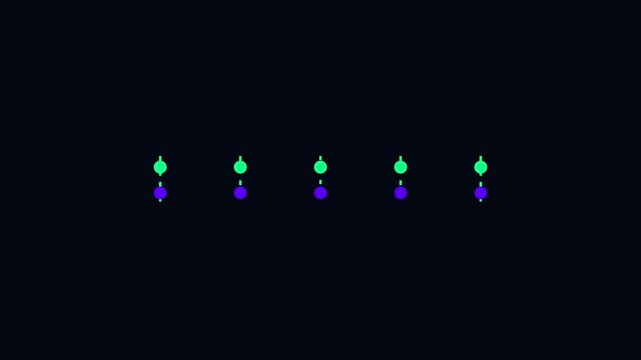 Minimalist abstract motion animated vertical dot lines swapping positions on dark animation 4k background