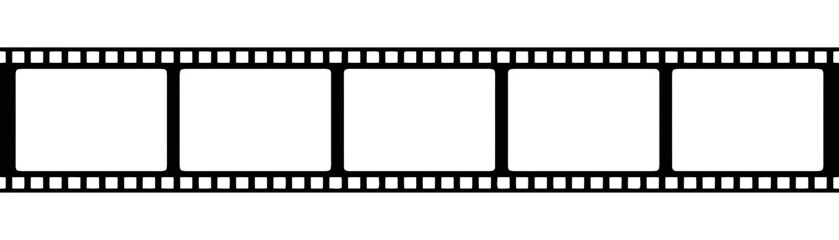Obraz premium Horizontal 35mm film strip frame sequence vector graphic with photography negative celluloid sequence horizontal template entertainment production isolated collection silhouette industry