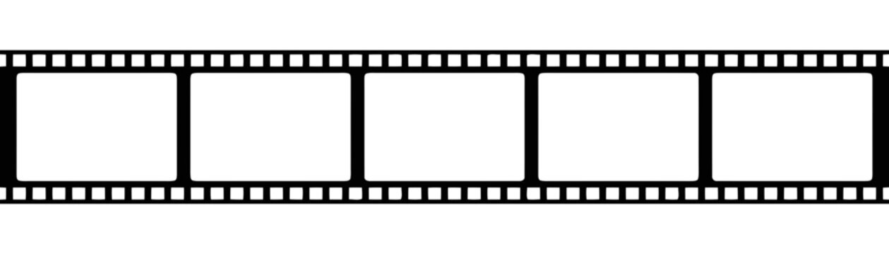 Horizontal 35mm film strip frame sequence vector graphic with photography negative celluloid sequence horizontal template entertainment production isolated collection silhouette industry