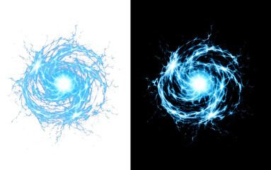Naklejka premium Swirling blue energy vortex with bright core during a mystical explosion against a contrasting background Isolated on transparent background