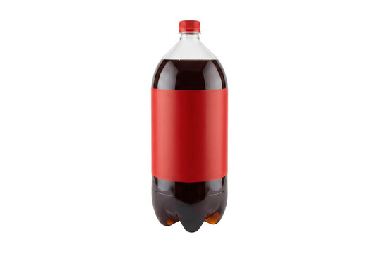 Large Two Liter Plastic Soda Bottle with Blank Red Label