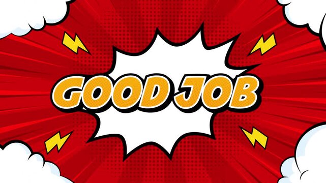 animated good job text on comic style background