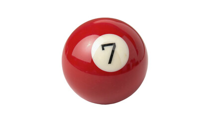 Red billiard ball number seven isolated on transparent background for sports bar gaming club © Hanna