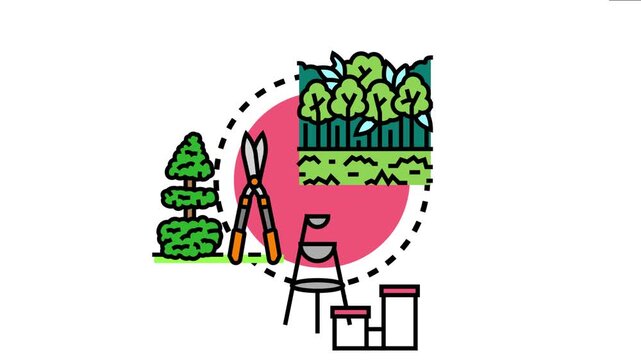 Boundary shrubs icon representing hedge trimming tools, landscape design elements, and outdoor garden care for enhancing property edges and residential green spaces