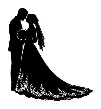 PNG Elegant wedding couple silhouette illustration.