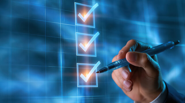 Workflow checklist task completion digital interface stylus hand business dashboard productivity improvement time management process optimization