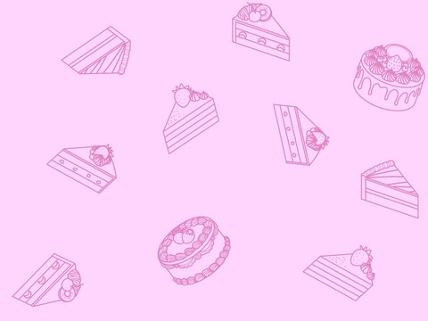 ケーキのシームレスパターン　D-2