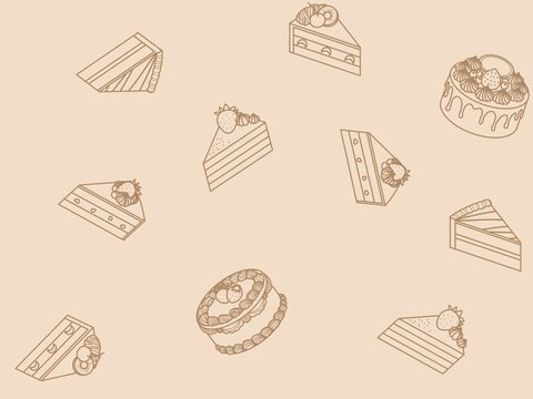ケーキのシームレスパターン　D-3