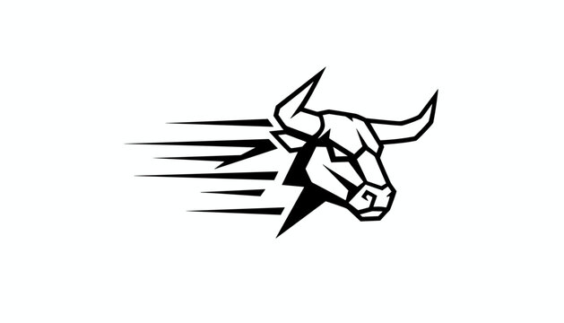 Stylized black and white bull head logo with speed motion lines representing fast power, robust strength, and energy.