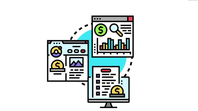 Advertising campaign earnings online marketing, financial profit, and data analytics