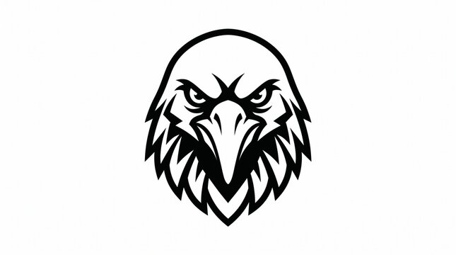 Fierce eagle head mascot design featuring bold black and white lines