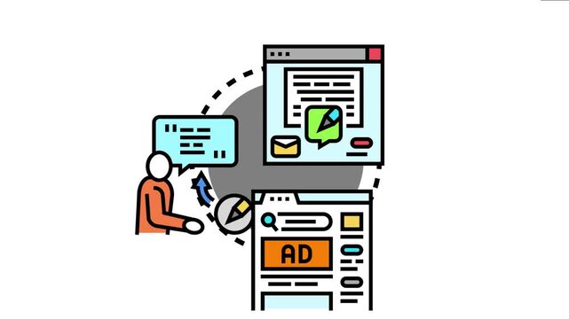 Content writer generating textual information for websites, blogs, and advertisements, connecting communication concepts with digital marketing and online promotion
