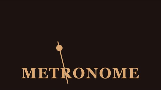 Minimalist metronome animation with rhythmic swinging pendulum and typography for music education and tempo control 4k