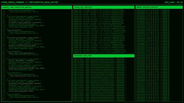 Cyber Nexus Command Infiltration Code Injection Animation.