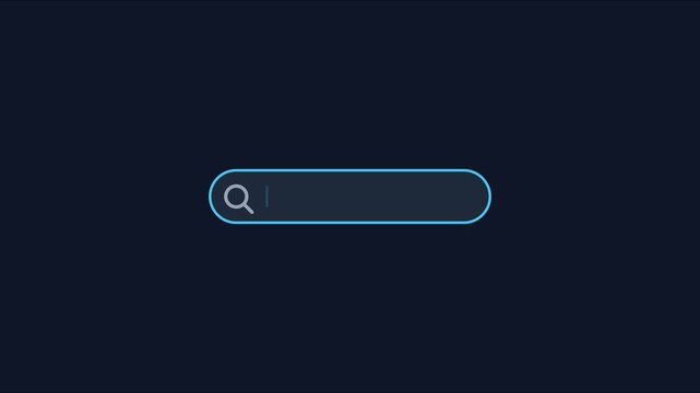 Minimalist search bar interface animation with blinking cursor for web and app ui 4k web app development