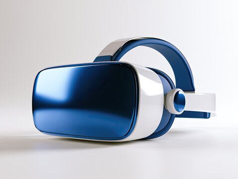 Futuristic Virtual Reality Headset Device for Immersive Gaming and Entertainment.