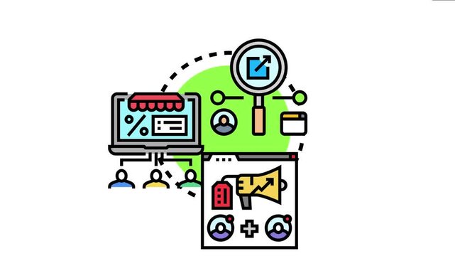 Affiliate marketing partner program representing a comprehensive network for commission based sales. Linking online shops. Promotions