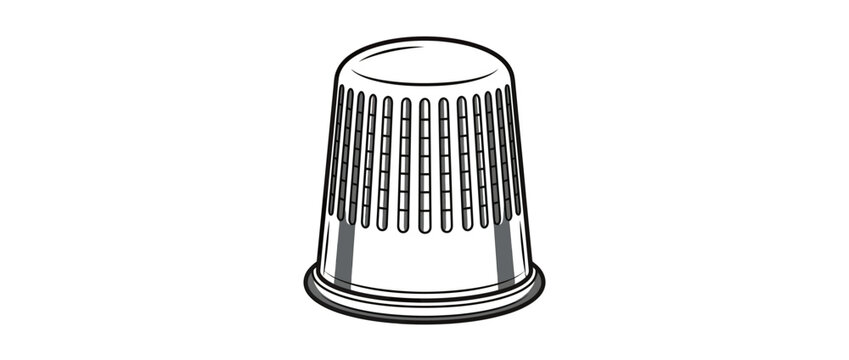 Isolated metal thimble sewing tool illustration