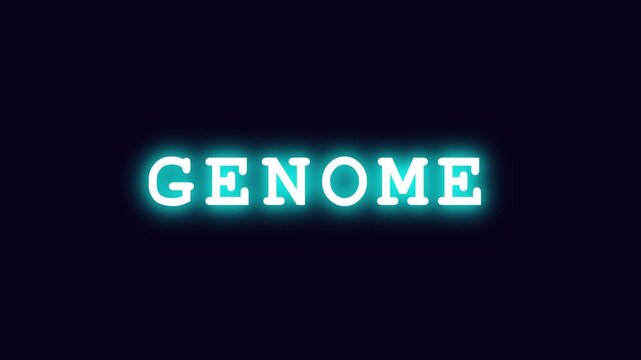 Neon genome text animation with science concept and dna strand 4k genetics